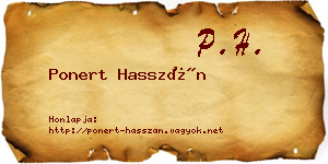 Ponert Hasszán névjegykártya